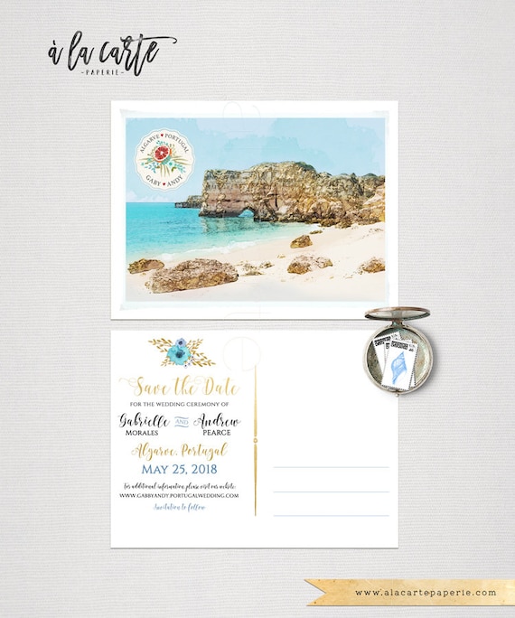 Portuguese Countryside Postcard Wedding Save the Date Cards and Envelopes