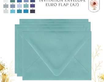 Blank Color Envelopes A7 Euro Flap 5.25 x 7.25 size to perfectly fit your 5x7 card or invitation - COLD colors: blue green purple