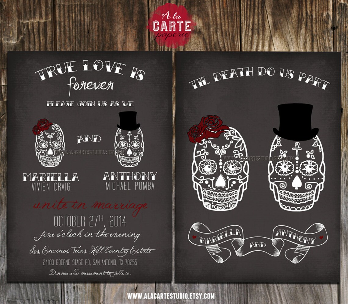 Til Death Do Us Part Chalkboard Inspired Calaveras Couple 