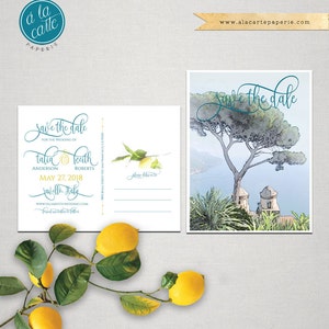 Ravello Costiera Amalfitana Italia illustrato Destinazione invito matrimonio Save the Date Card cartolina schizzo disegno - Pagamento deposito