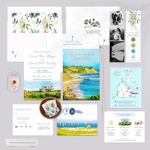 Block Island, Rhode Island Destination wedding invitation Atlantic Ocean illustrated wedding invitation Coastal lighthouse - Deposit Payment