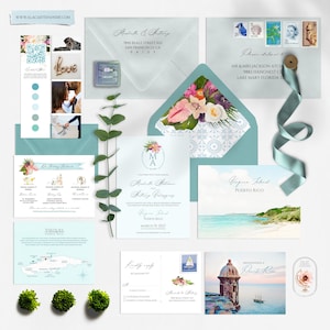 Vieques Island Puerto Rico Destination Wedding Invitation Tropical Beach Watercolor illustrated PR San Juan Wedding Invite - Deposit Payment