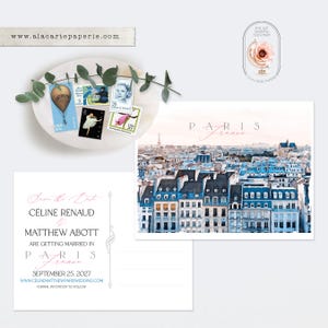 Paris França Aquarela Ilustrada Casamento Reserve a Data Destino Convite para Casamento Cartão Postal Desenho Paris - Pagamento de Depósito