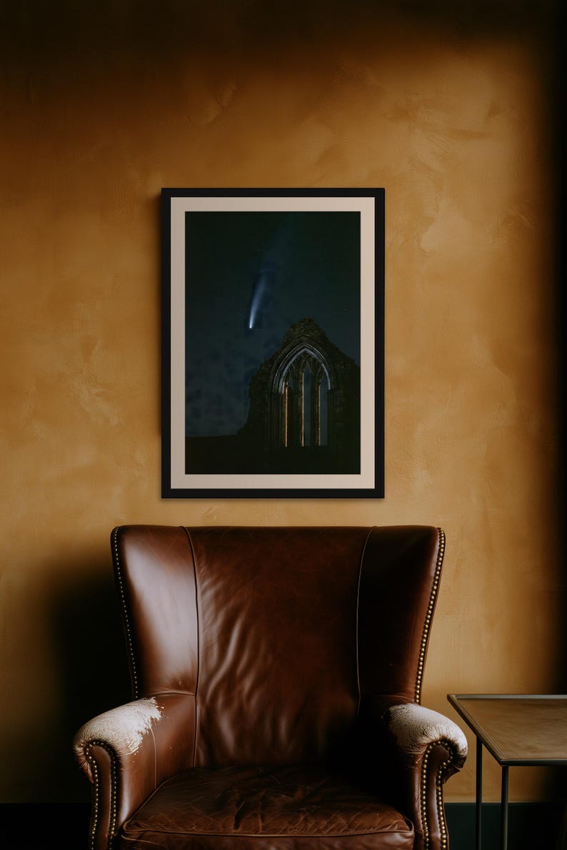 Comet Over Abbey Arch Print, Moody Night Sky, Gothic Celestial Decor (Digital Download) image 9