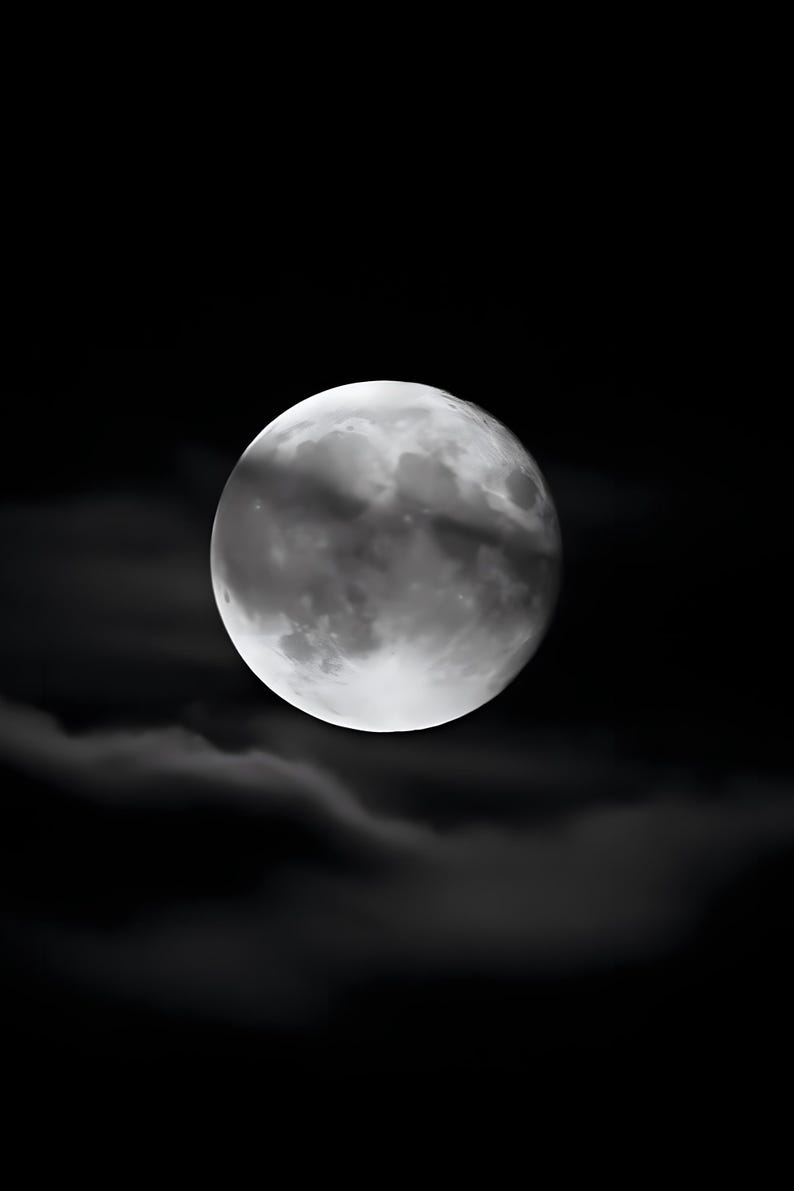 Moon Through Torn Clouds Print, Moody Night Sky Wall Art (Digital Download) image 4