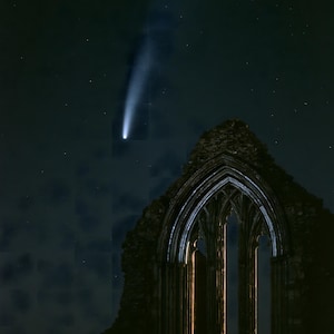 Comet Over Abbey Arch Print, Moody Night Sky, Gothic Celestial Decor (Digital Download) image 12