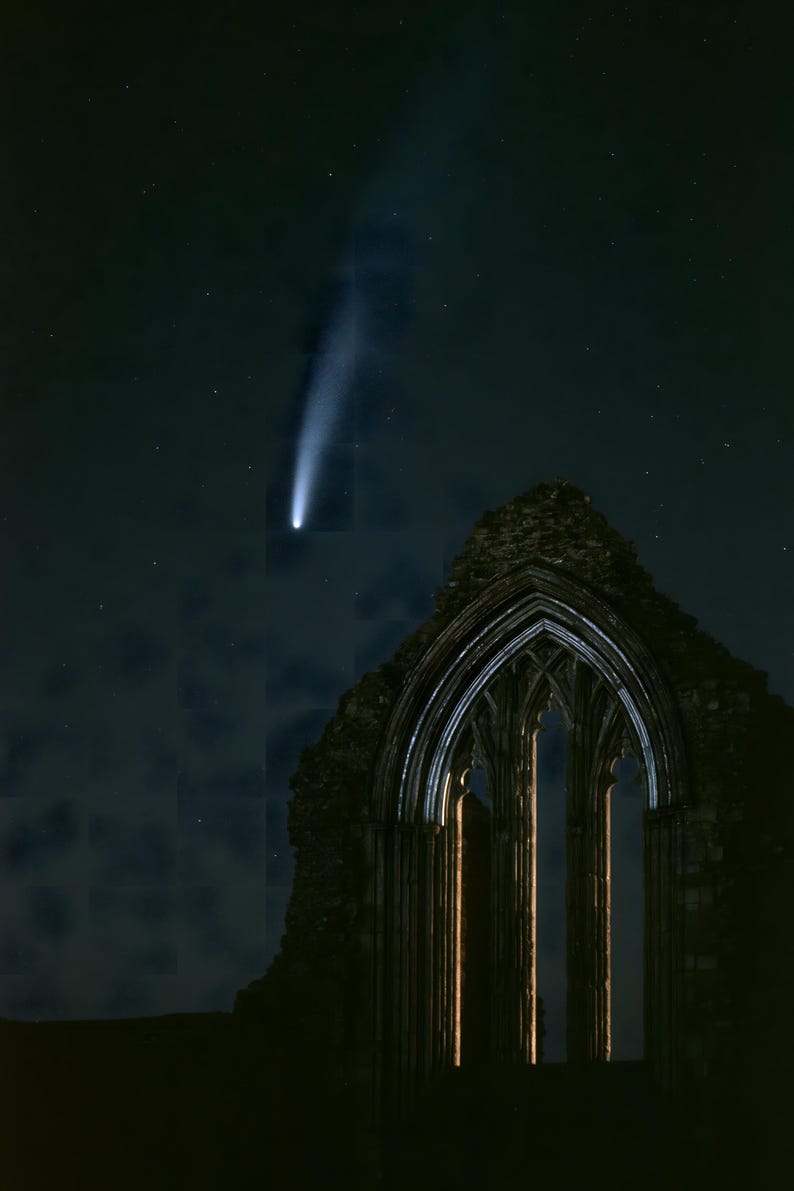 Comet Over Abbey Arch Print, Moody Night Sky, Gothic Celestial Decor (Digital Download) image 12