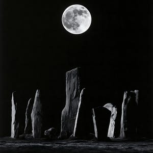 Moon Over Stone Circle Print, Moody Night Sky Wall Art (Digital Download) image 12