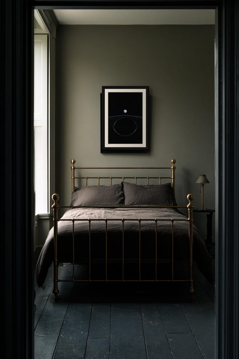Lámina con la luna sobre el puente Packhorse, cielo nocturno melancólico, arte celestial estilo cottagecore oscuro (descarga digital) imagen 6