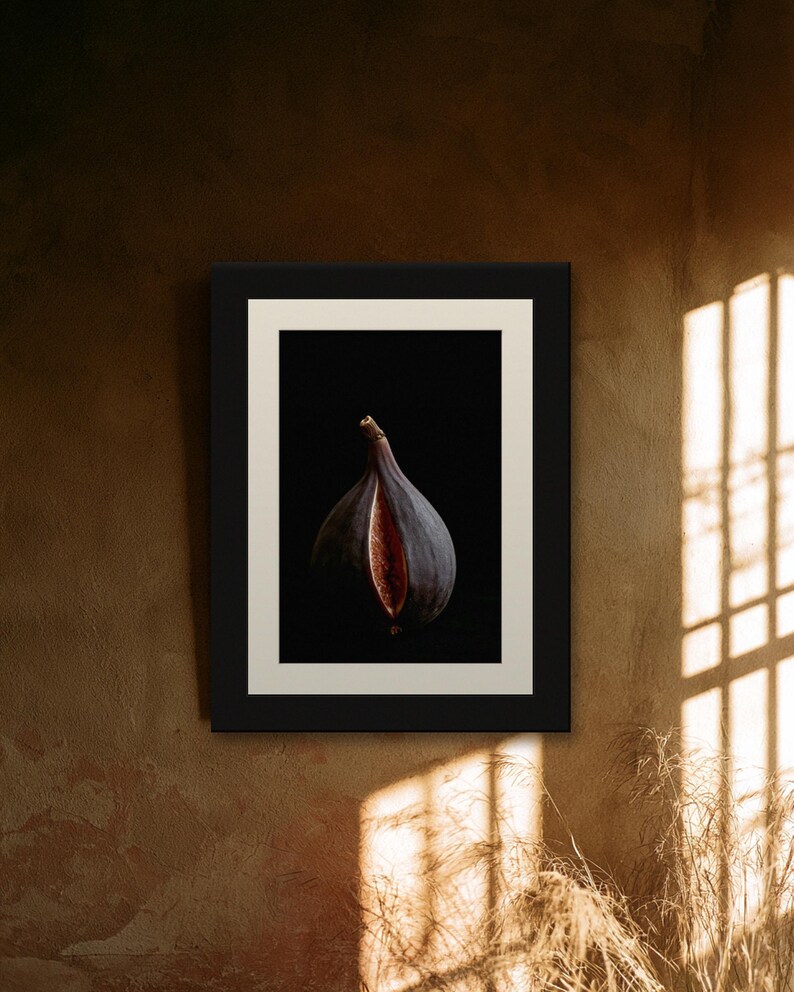 Split Fig Print, Purple Fruit Art, Dark Cottagecore Kitchen Art, Moody Plum Printable image 7