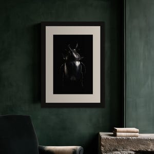 Rhinoceros Beetle Print, Dark Academia Wall Art, Gothic Cabinet of Curiosities Decor, Digital Download image 6
