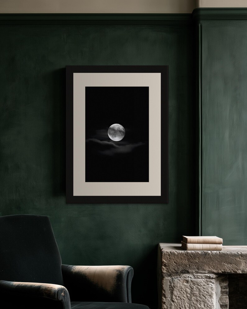 Moon Through Torn Clouds Print, Moody Night Sky Wall Art (Digital Download) image 7