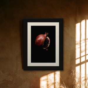 Split Pomegranate Print, Garnet Seed Art, Dark Cottagecore Dining Room Art, Deep Red Printable image 7