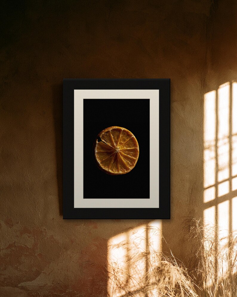 Dried Orange Slice Print, Amber Citrus Art, Dark Kitchen Wall Decor (Digital Download) image 7