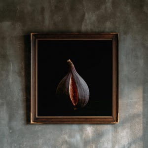 Split Fig Print, Purple Fruit Art, Dark Cottagecore Kitchen Art, Moody Plum Printable image 1