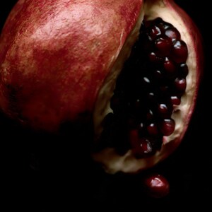 Split Pomegranate Print, Garnet Seed Art, Dark Cottagecore Dining Room Art, Deep Red Printable image 4