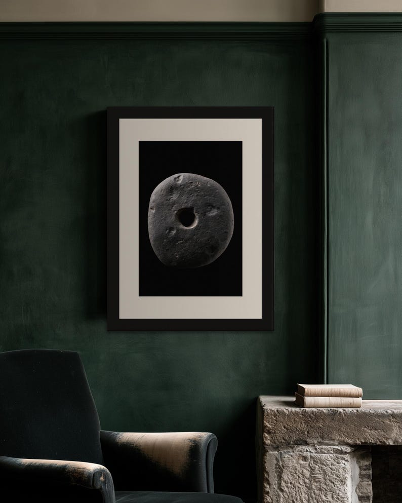 Hag Stone Print, Dark Academia Wall Art, Gothic Cabinet of Curiosities Decor, Digital Download image 6