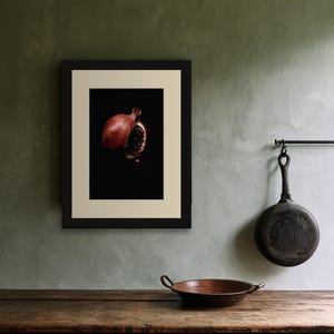 Split Pomegranate Print, Garnet Seed Art, Dark Cottagecore Dining Room Art, Deep Red Printable image 6