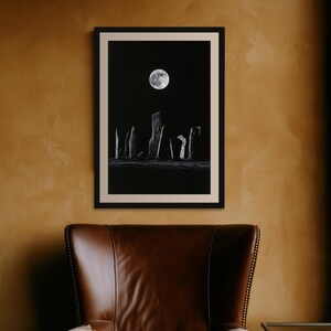 Moon Over Stone Circle Print, Moody Night Sky Wall Art (Digital Download) image 9