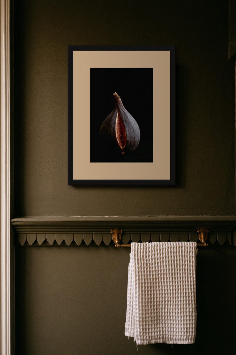 Split Fig Print, Purple Fruit Art, Dark Cottagecore Kitchen Art, Moody Plum Printable image 8