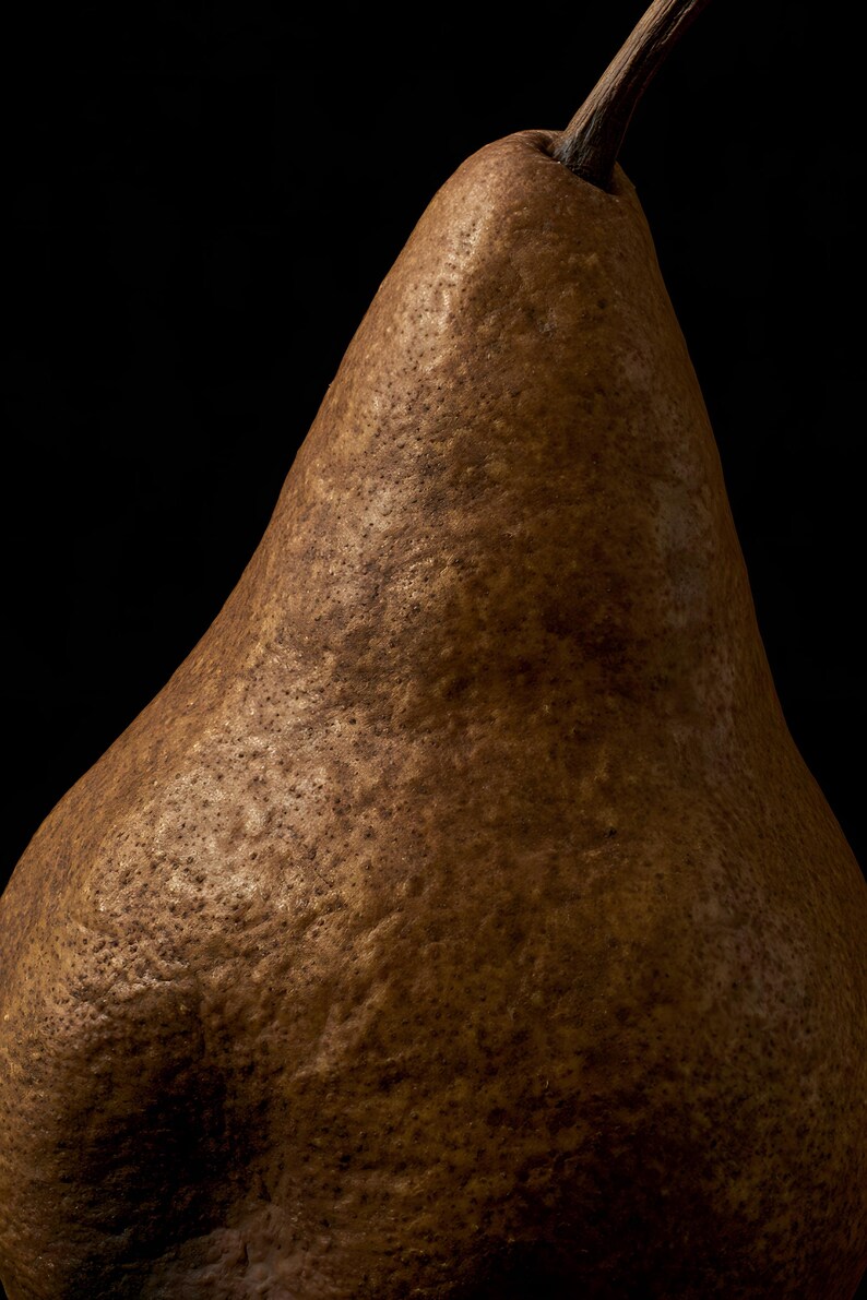 Russet Pear Print, Fruit Still Life Art, Dark Academia Kitchen Art, Brown Moody Printable image 4