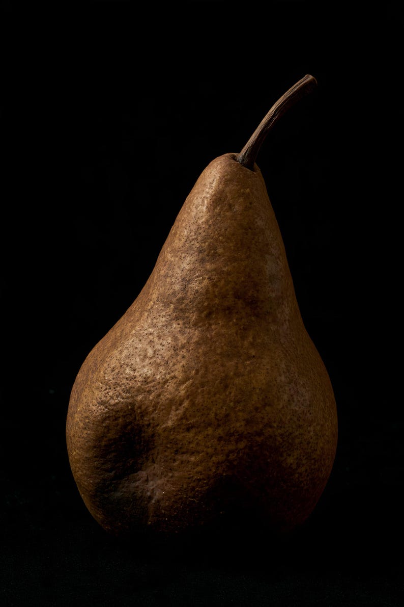 Russet Pear Print, Fruit Still Life Art, Dark Academia Kitchen Art, Brown Moody Printable image 10