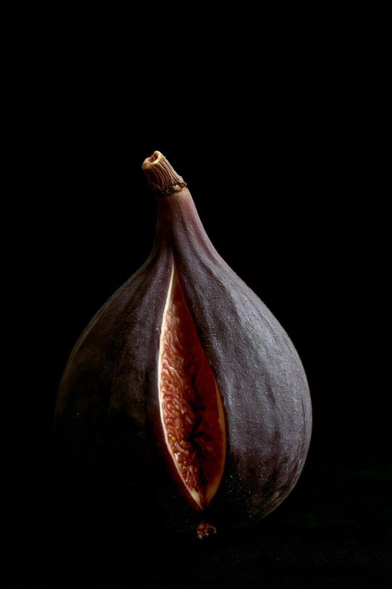 Split Fig Print, Purple Fruit Art, Dark Cottagecore Kitchen Art, Moody Plum Printable image 10