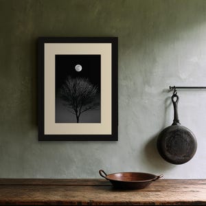 Full Moon Behind Oak Tree Print, Moody Night Sky Wall Art (Digital Download) image 8