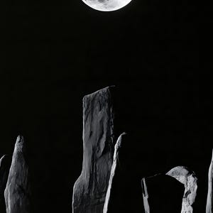 Moon Over Stone Circle Print, Moody Night Sky Wall Art (Digital Download) image 4