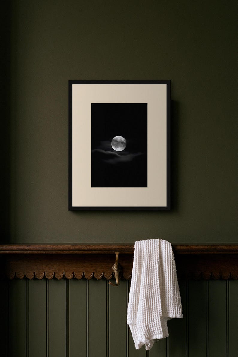 Moon Through Torn Clouds Print, Moody Night Sky Wall Art (Digital Download) image 9