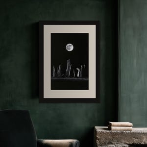 Moon Over Stone Circle Print, Moody Night Sky Wall Art (Digital Download) image 7