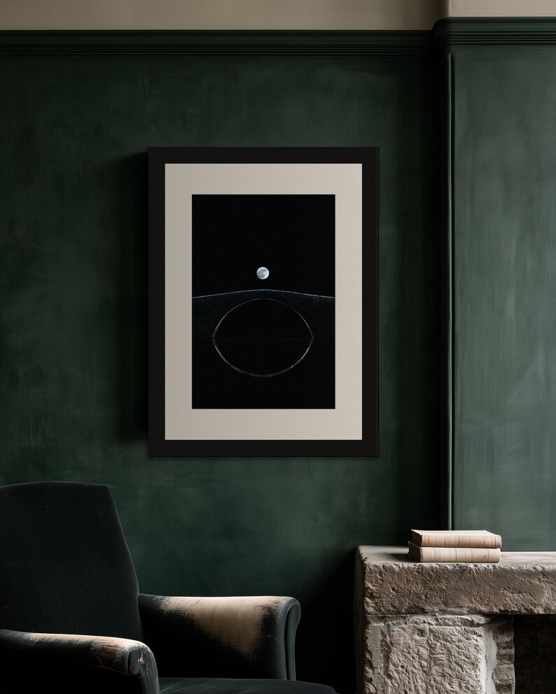 Lámina con la luna sobre el puente Packhorse, cielo nocturno melancólico, arte celestial estilo cottagecore oscuro (descarga digital) imagen 7