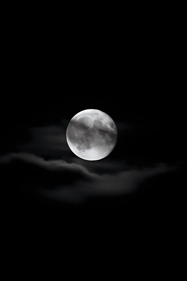 Moon Through Torn Clouds Print, Moody Night Sky Wall Art (Digital Download) image 12