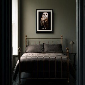 Barn Owl Print, Dark Academia Wall Art, Gothic Cabinet of Curiosities Decor, Digital Download image 3
