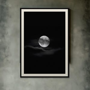 Moon Through Torn Clouds Print, Moody Night Sky Wall Art (Digital Download) image 10
