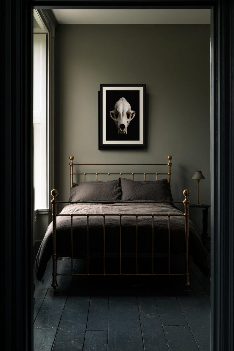 Lámina con calavera de zorro, arte gótico de gabinete de curiosidades, decoración Dark Academia (descarga digital) imagen 3
