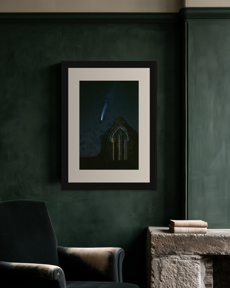 Comet Over Abbey Arch Print, Moody Night Sky, Gothic Celestial Decor (Digital Download) image 7