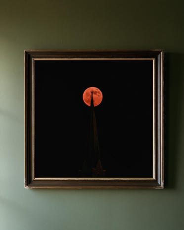 Blood Moon over Church Spire print from the Duskwood Fell shop