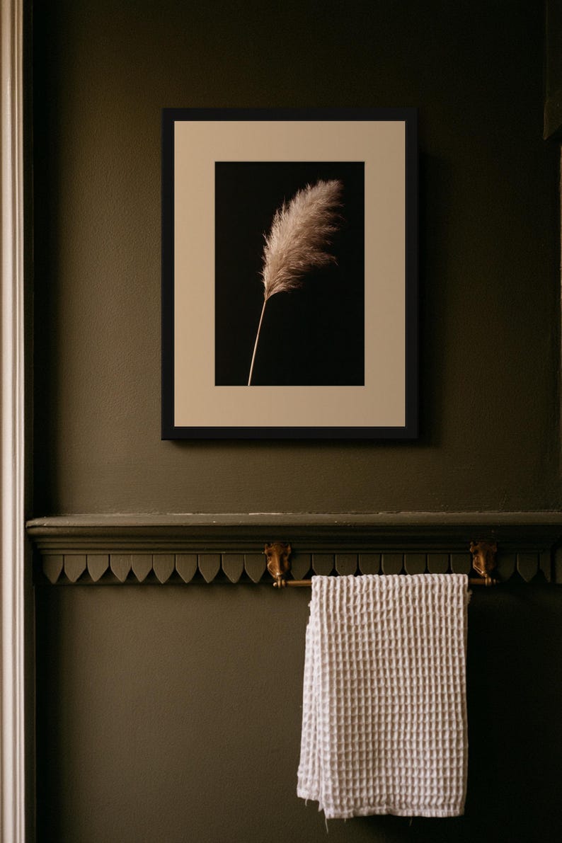 Pampas Grass Herbarium Print, Dark Academia Wall Art, Gothic Cabinet of Curiosities Decor, Digital Download image 3