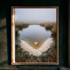 Moor Pool, Autumn Print, Dark Academia Wall Art, Moody Countryside Decor, Digital Download image 1