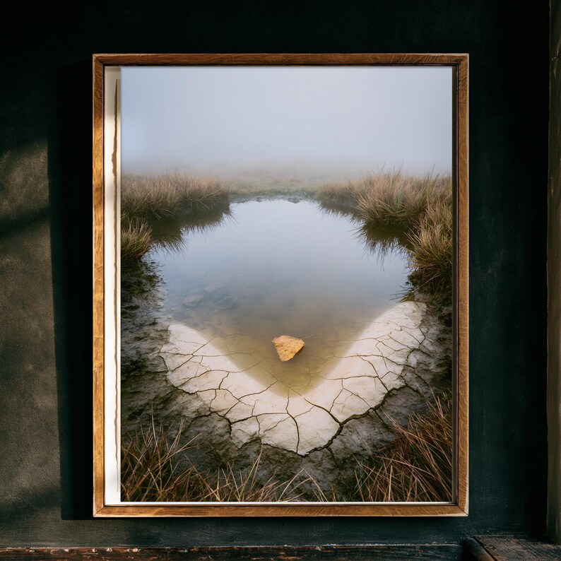 Moor Pool, Autumn Print, Dark Academia Wall Art, Moody Countryside Decor, Digital Download image 1