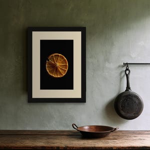 Dried Orange Slice Print, Amber Citrus Art, Dark Kitchen Wall Decor (Digital Download) image 6