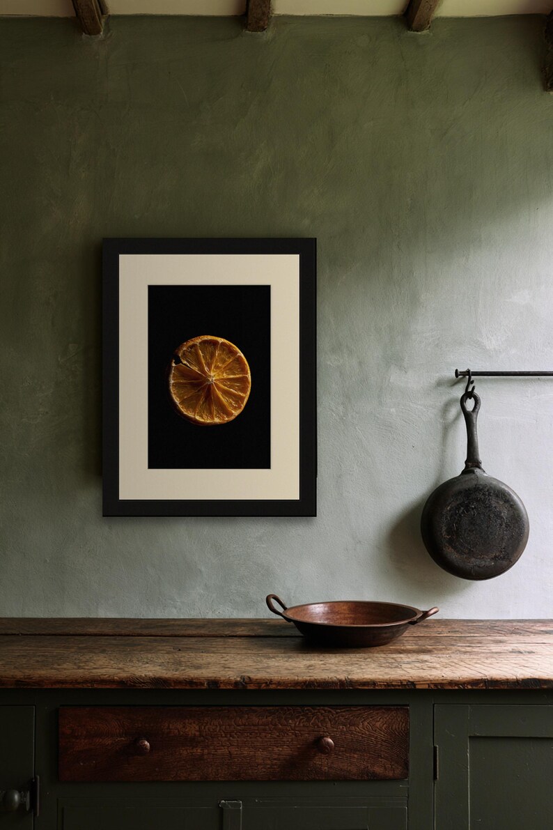 Dried Orange Slice Print, Amber Citrus Art, Dark Kitchen Wall Decor (Digital Download) image 6