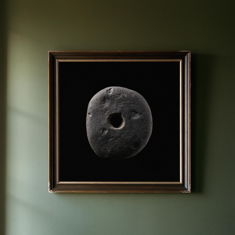 Hag Stone Print, Dark Academia Wall Art, Gothic Cabinet of Curiosities Decor, Digital Download image 1