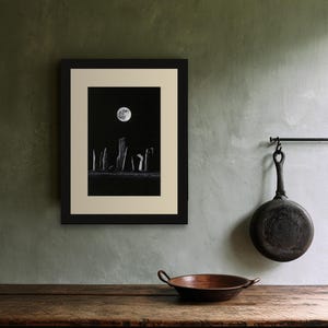 Moon Over Stone Circle Print, Moody Night Sky Wall Art (Digital Download) image 8