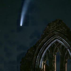 Comet Over Abbey Arch Print, Moody Night Sky, Gothic Celestial Decor (Digital Download) image 4