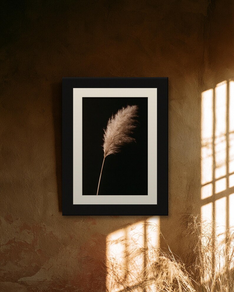 Pampas Grass Herbarium Print, Dark Academia Wall Art, Gothic Cabinet of Curiosities Decor, Digital Download image 9