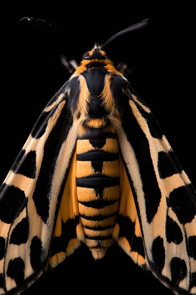 Estampado de polilla tigre, arte mural de estilo Dark Academia, decoración gótica de gabinete de curiosidades, descarga digital. imagen 4