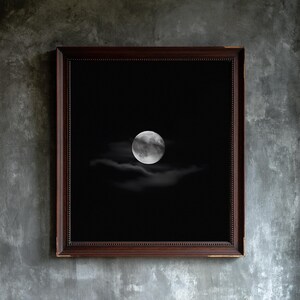 Moon Through Torn Clouds Print, Moody Night Sky Wall Art (Digital Download) image 3