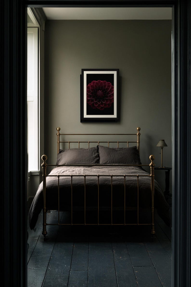 Black Dahlia Print, Dark Academia Wall Art, Gothic Cabinet of Curiosities Decor, Digital Download image 3